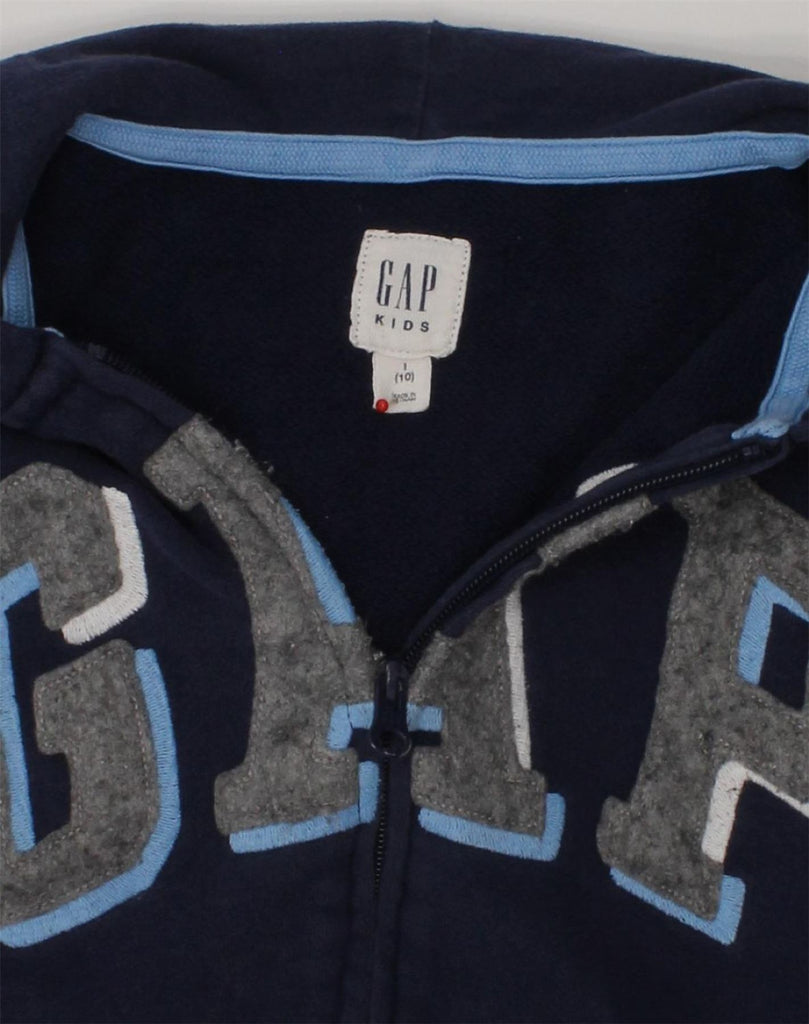 GAP Boys Graphic Zip Hoodie Sweater 9-10 Years Blue Cotton | Vintage Gap | Thrift | Second-Hand Gap | Used Clothing | Messina Hembry 