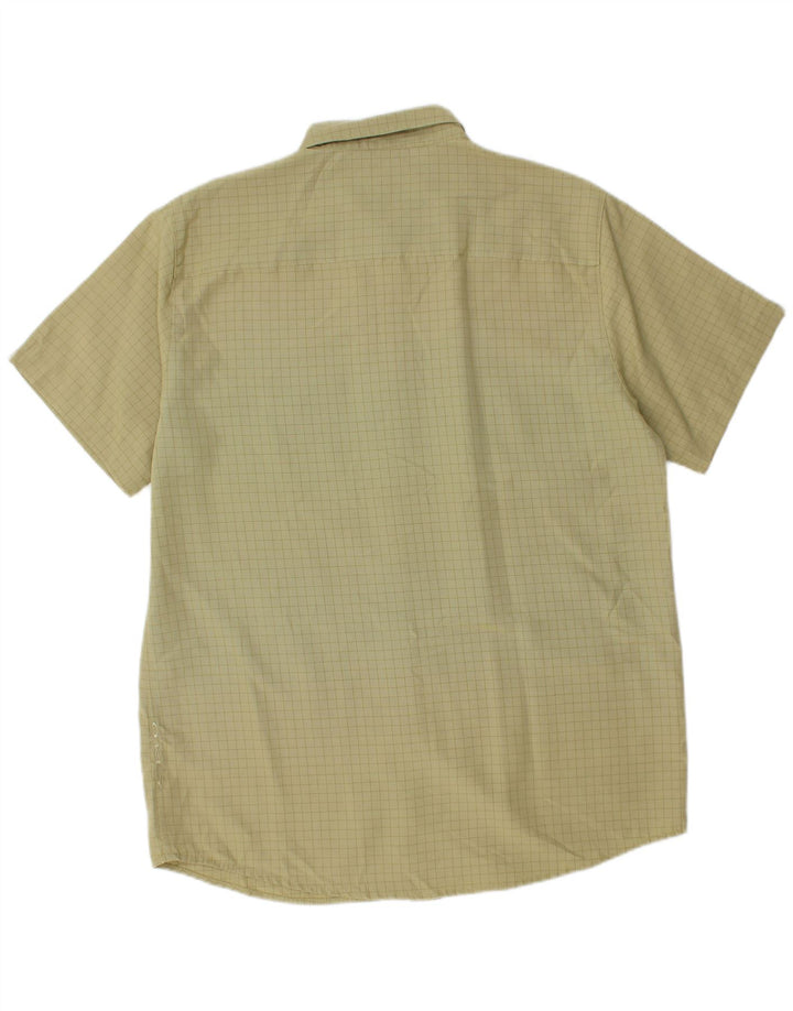 Oakley Mens Short Sleeve Shirt Large Khaki Check Rayon