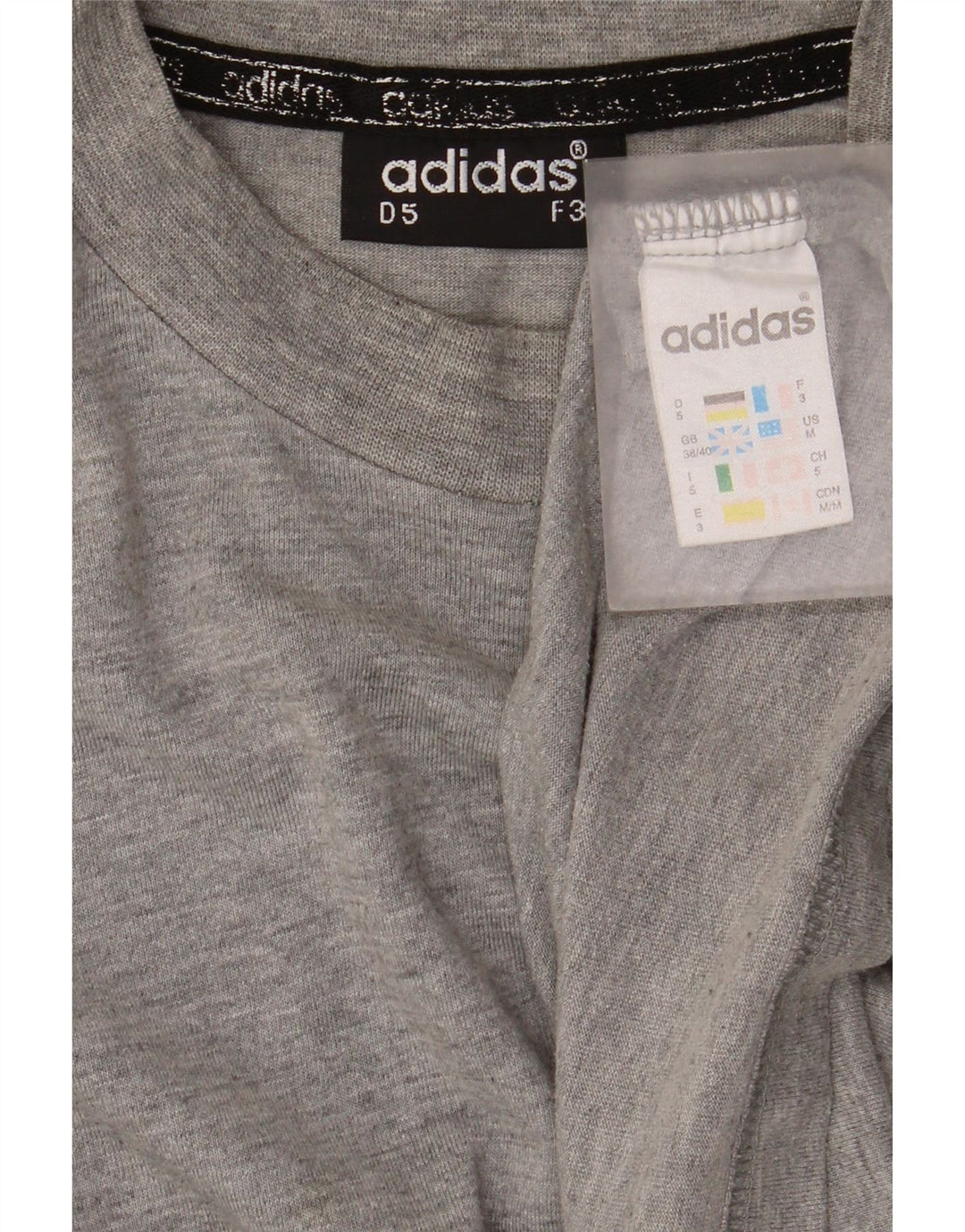 Adidas Mens Top Long Sleeve UK 38/40 Medium Grey Flecked Cotton