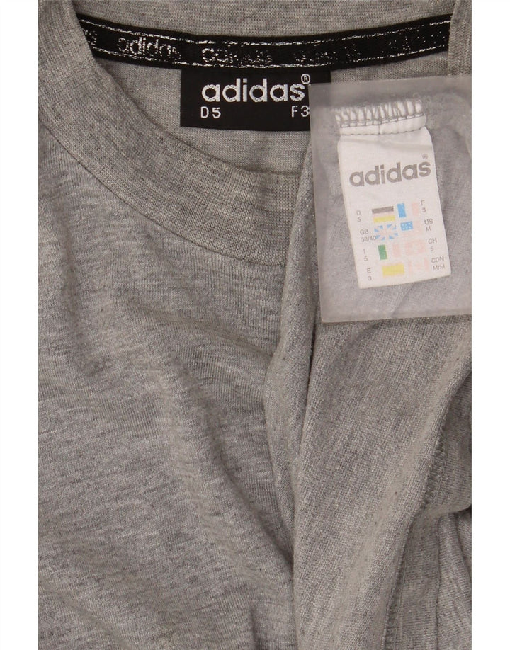 Adidas Mens Top Long Sleeve UK 38/40 Medium Grey Flecked Cotton