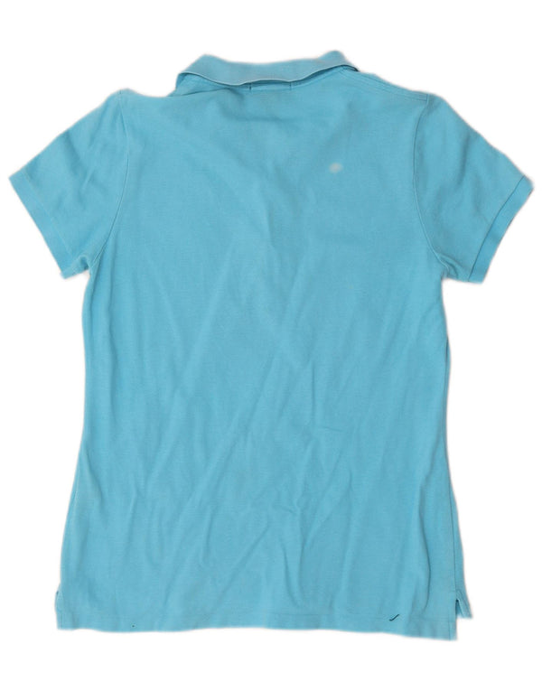 Ralph Lauren Womens Skinny Polo Shirt UK 14 Large Blue Cotton