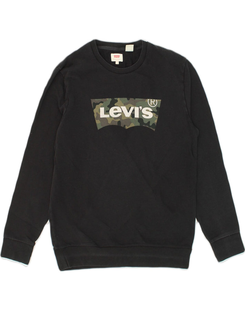 LEVI'S Mens Graphic Sweatshirt Jumper Medium Black Cotton | Vintage Levi's | Thrift | Second-Hand Levi's | Used Clothing | Messina Hembry 