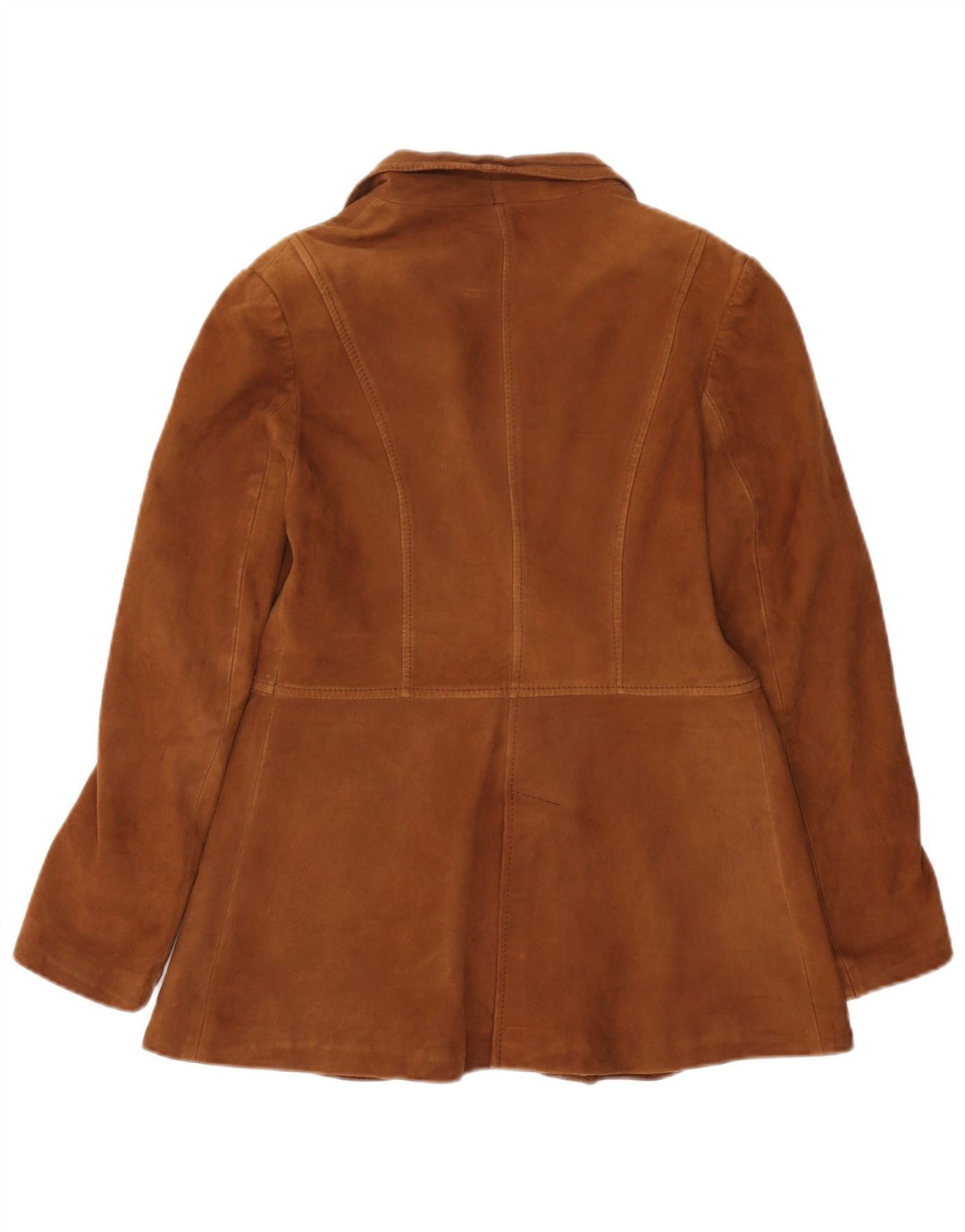 Vintage Womens Suede 2 Button Blazer Jacket UK 12 Medium Brown Leather