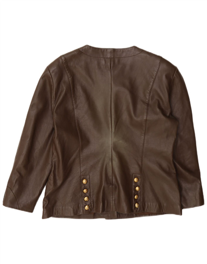 Alba Moda Womens Leather Blazer Jacket UK 14 Medium Brown
