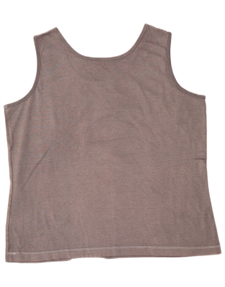 LANDS END Womens Crop Vest Top UK 18 XL Grey Cotton