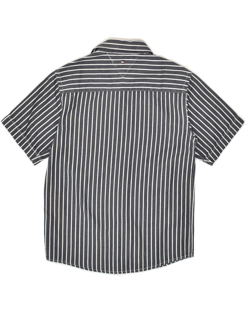 TOMMY HILFIGER Boys Short Sleeve Shirt 7-8 Years Grey Striped Cotton | Vintage Tommy Hilfiger | Thrift | Second-Hand Tommy Hilfiger | Used Clothing | Messina Hembry 