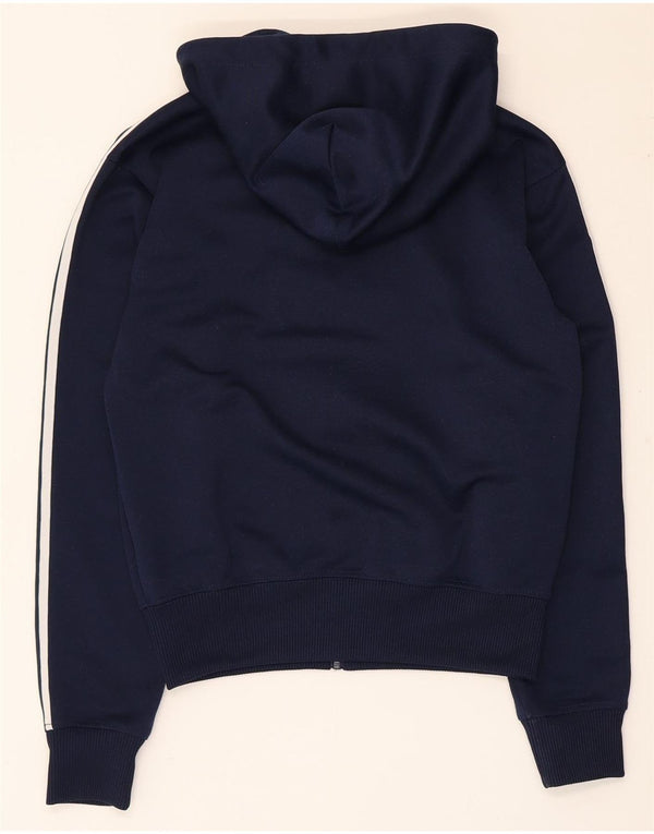 Adidas Womens Graphic Zip Hoodie Sweater UK 10 Small Navy Blue Polyester