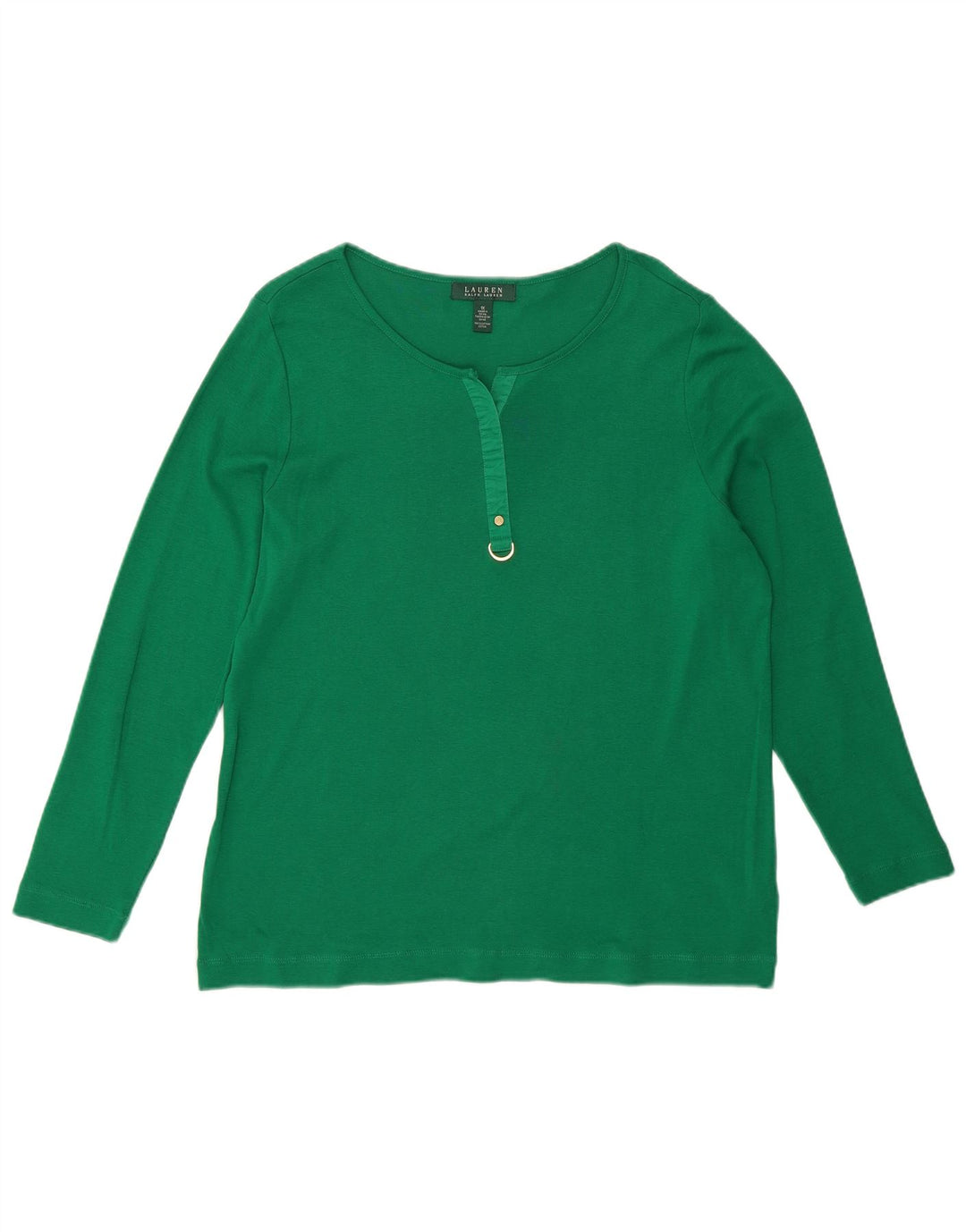 RALPH LAUREN Womens Top Long Sleeve UK 18 XL Green Cotton