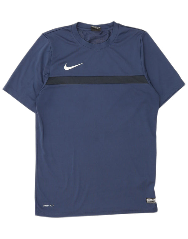 Nike Mens Dri Fit T-Shirt Top Medium Navy Blue Colourblock Polyester