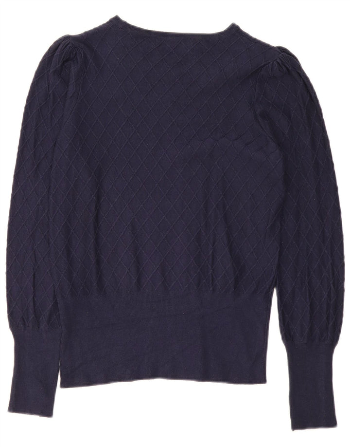 Marks & Spencer Womens Boat Neck Jumper Sweater UK 8 Small Navy Blue