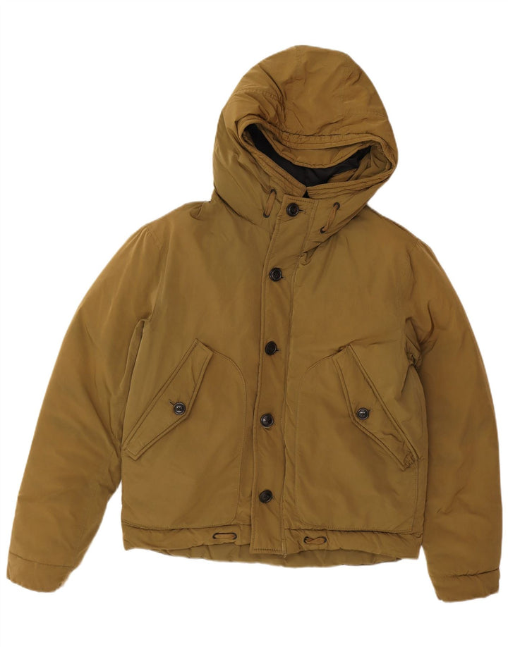 French Connection Mens Hooded Padded Jacket UK 36 Small Khaki Polyester