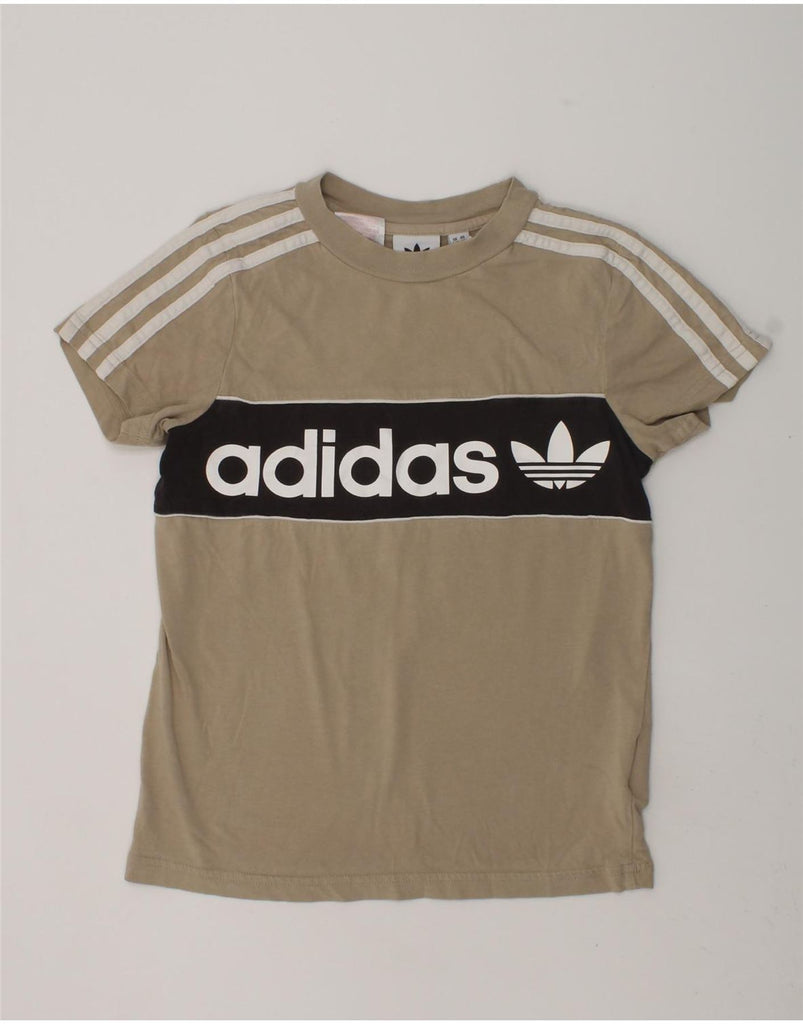 ADIDAS Boys Graphic T-Shirt Top 7-8 Years Beige Cotton | Vintage Adidas | Thrift | Second-Hand Adidas | Used Clothing | Messina Hembry 