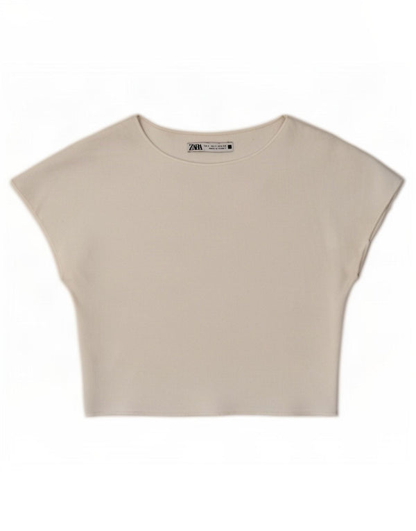 Zara Womens Crop Batwing Blouse Top UK 8 Small White