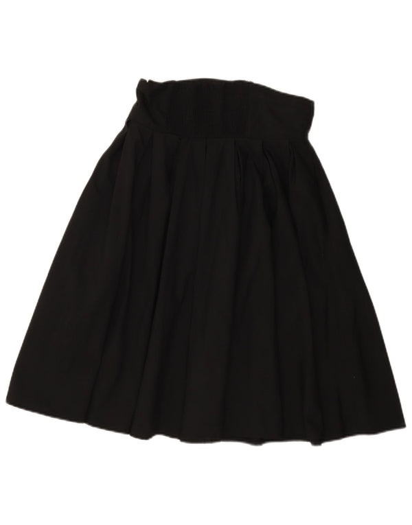 Vintage Womens Pleated Flared Skirt EU 36 Small W28 Black Cotton