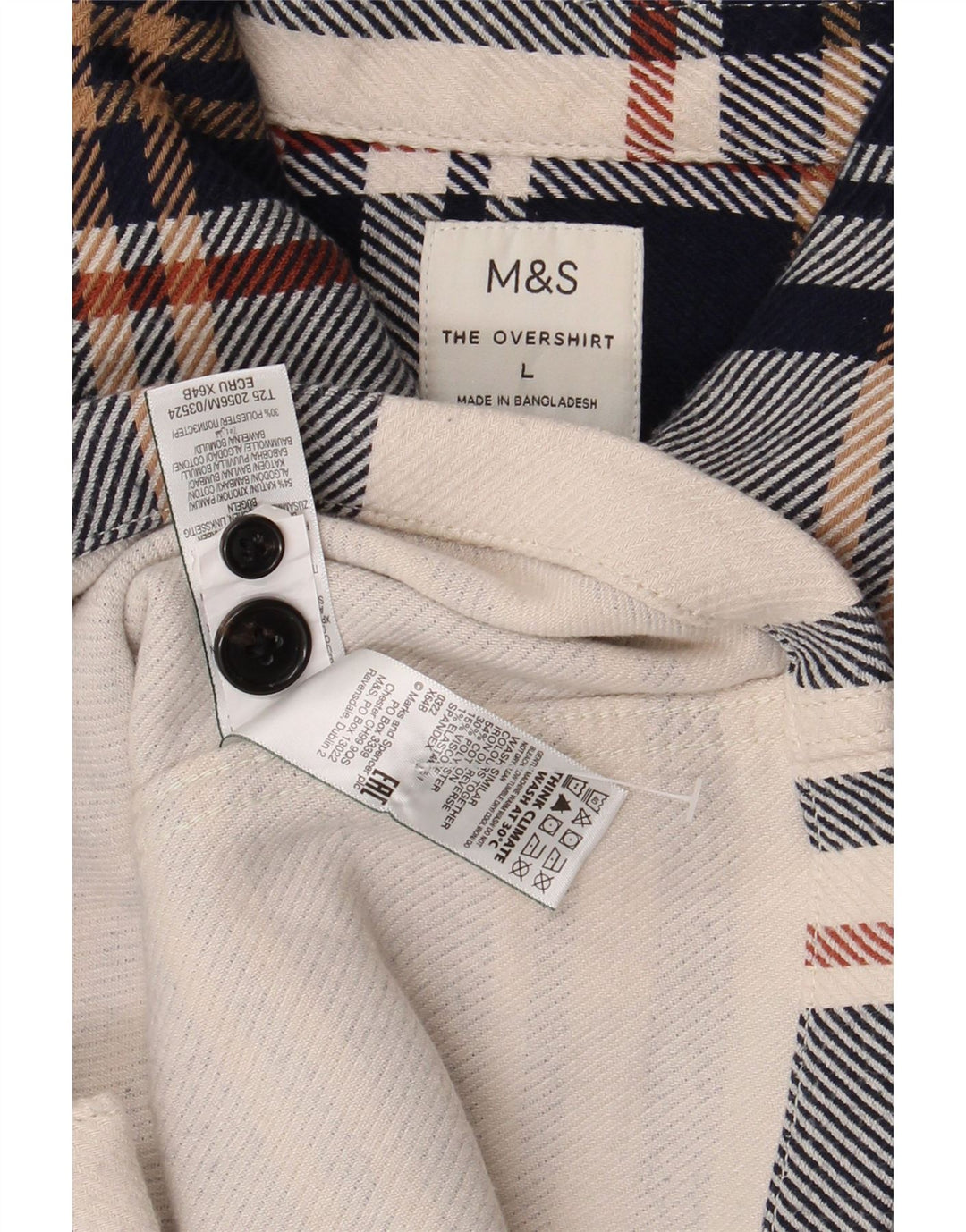Marks & Spencer Mens Overshirt Flannel Shirt Large Multicoloured Plaid
