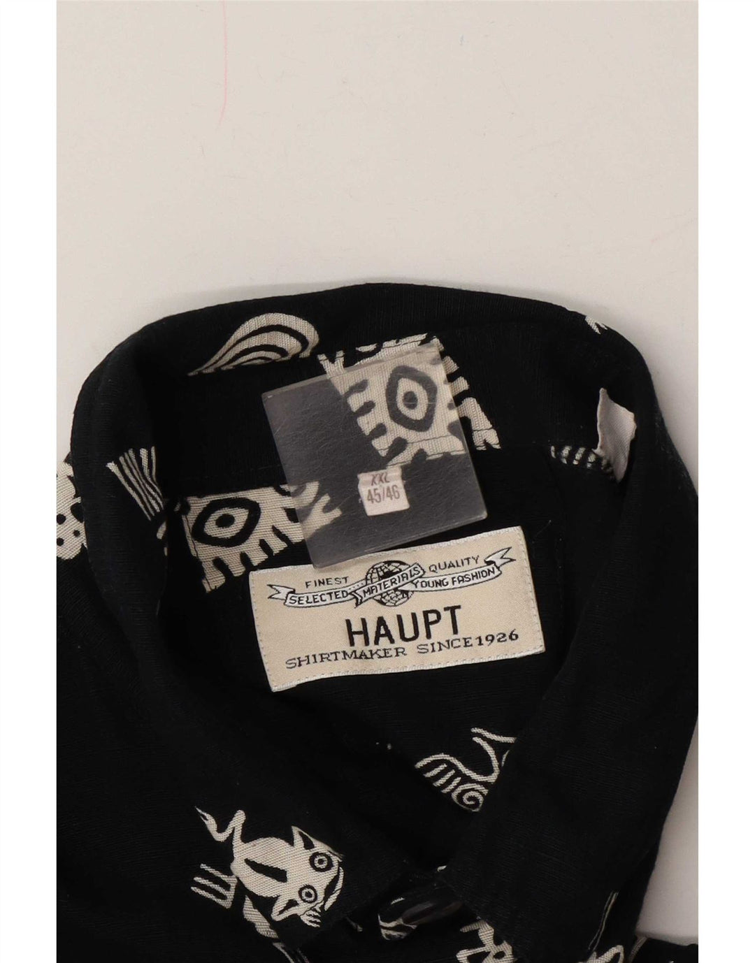 Haupt Mens Abstract Pattern Short Sleeve Shirt UK 45/46 2XL Navy Blue