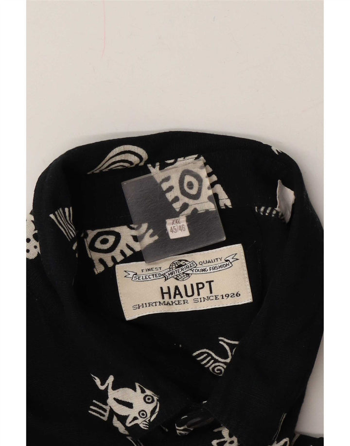 Haupt Mens Abstract Pattern Short Sleeve Shirt UK 45/46 2XL Navy Blue