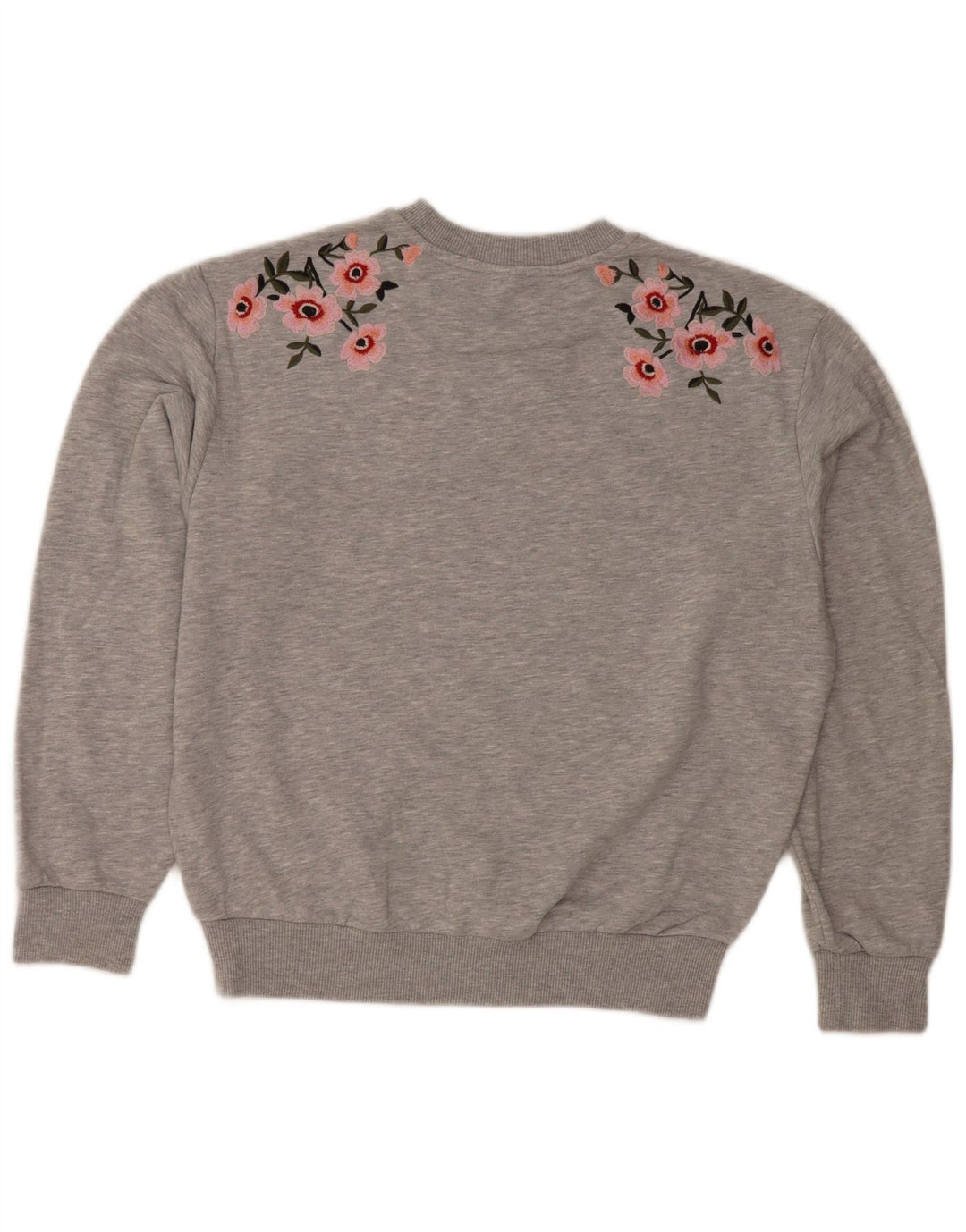 Topshop Womens Oversized Sweatshirt Jumper UK 6 XS Grey Floral Polyester