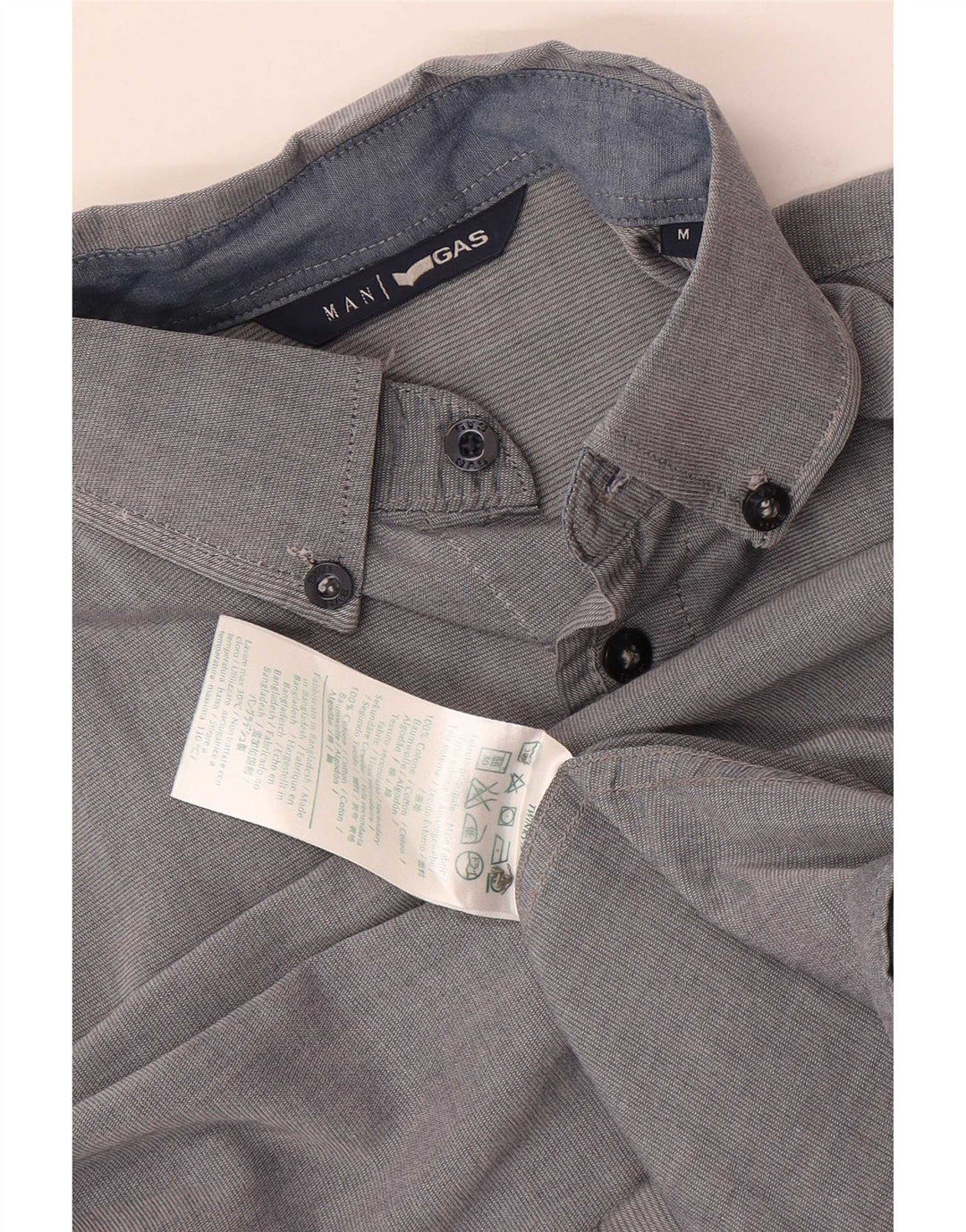 Gas Mens Shirt Medium Grey Cotton