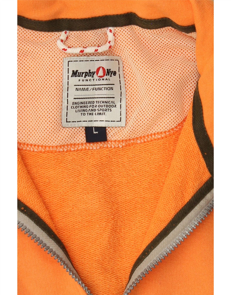 MURPHY & NYE Mens Zip Neck Sweatshirt Jumper Large Orange Colourblock Vintage Murphy & Nye and Second-Hand Murphy & Nye from Messina Hembry 