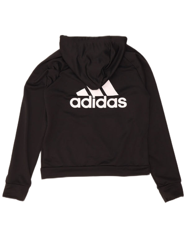 Adidas Womens Graphic Zip Hoodie Sweater UK 16/18 Large Black Polyester