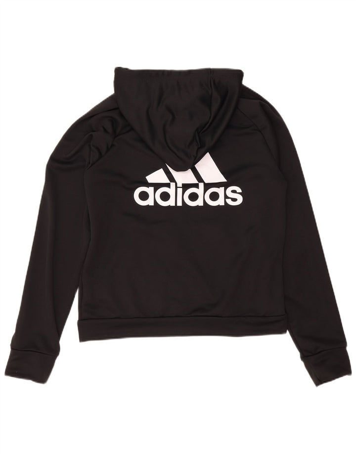 Adidas Womens Graphic Zip Hoodie Sweater UK 16/18 Large Black Polyester