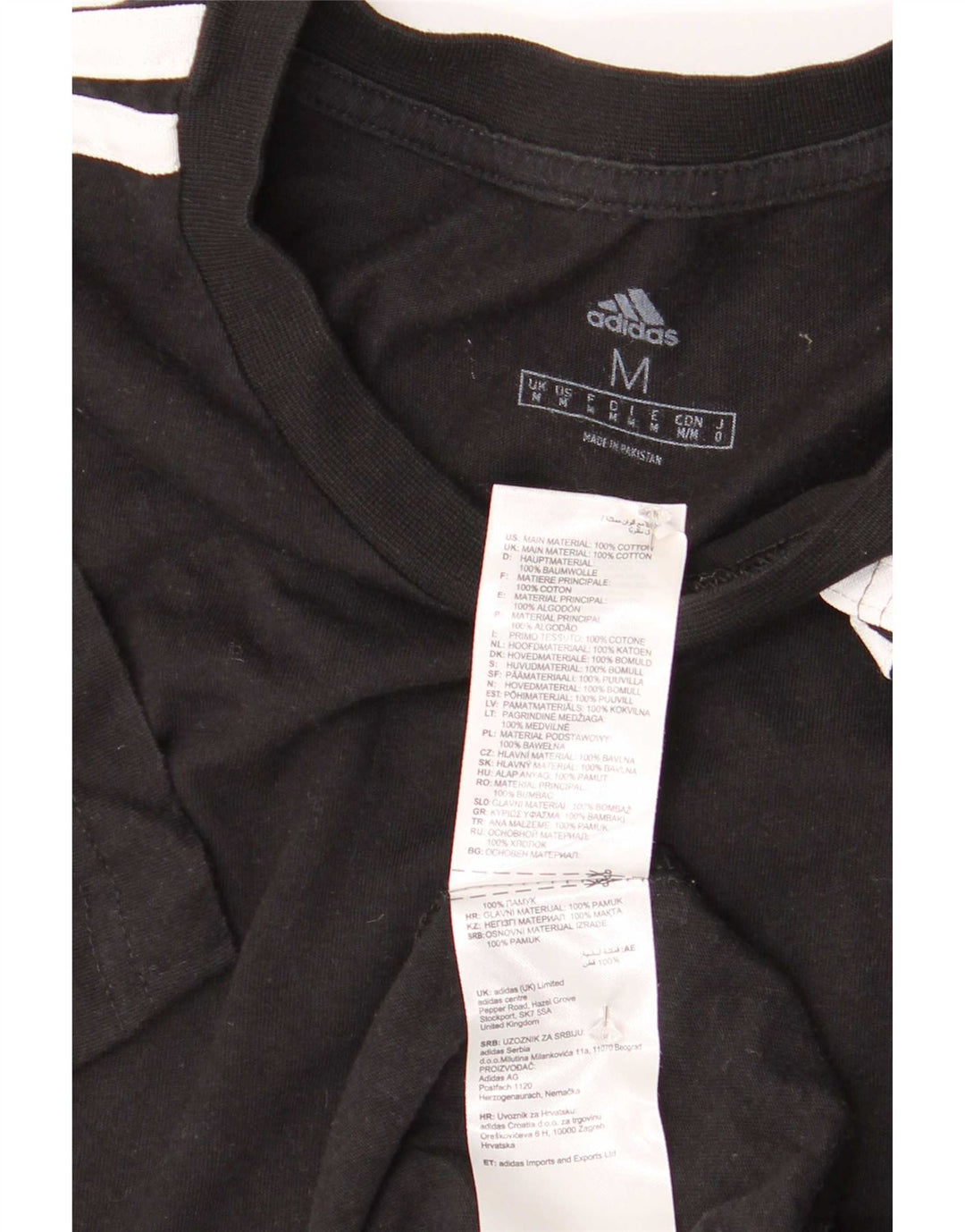 Adidas Mens T-Shirt Top Medium Black Cotton