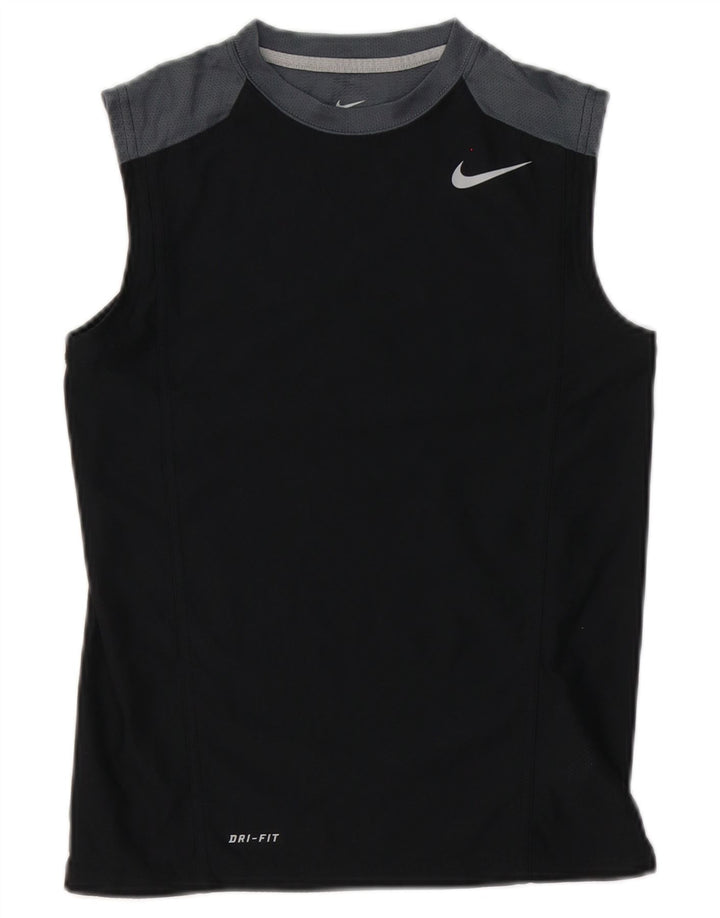 Nike Womens Dri Fit Vest Top UK 10 Small Black Colourblock Polyester