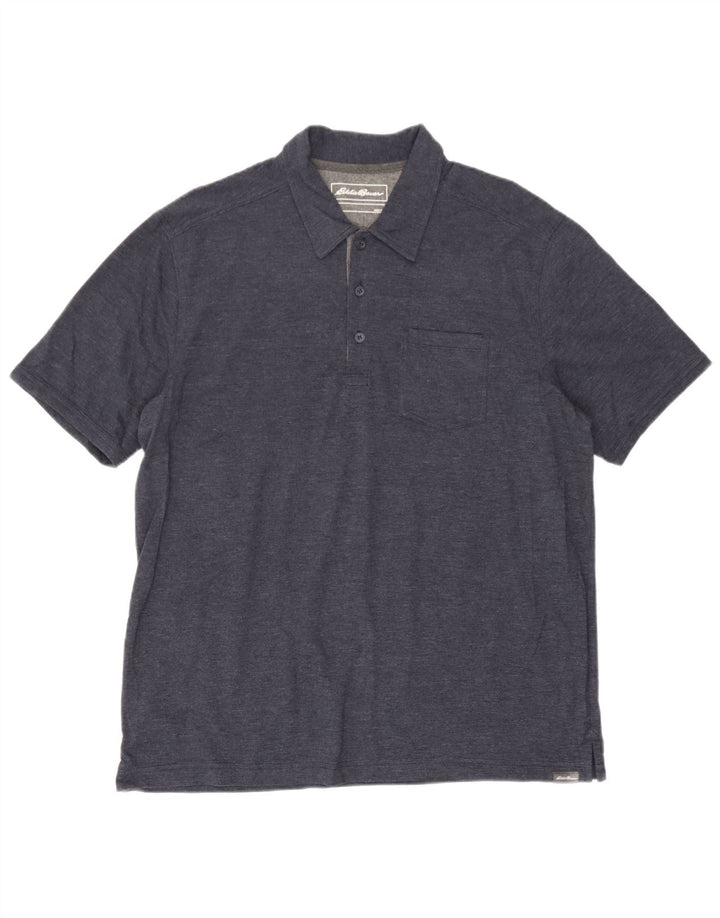 Eddie Bauer Mens Polo Shirt Large Navy Blue Cotton