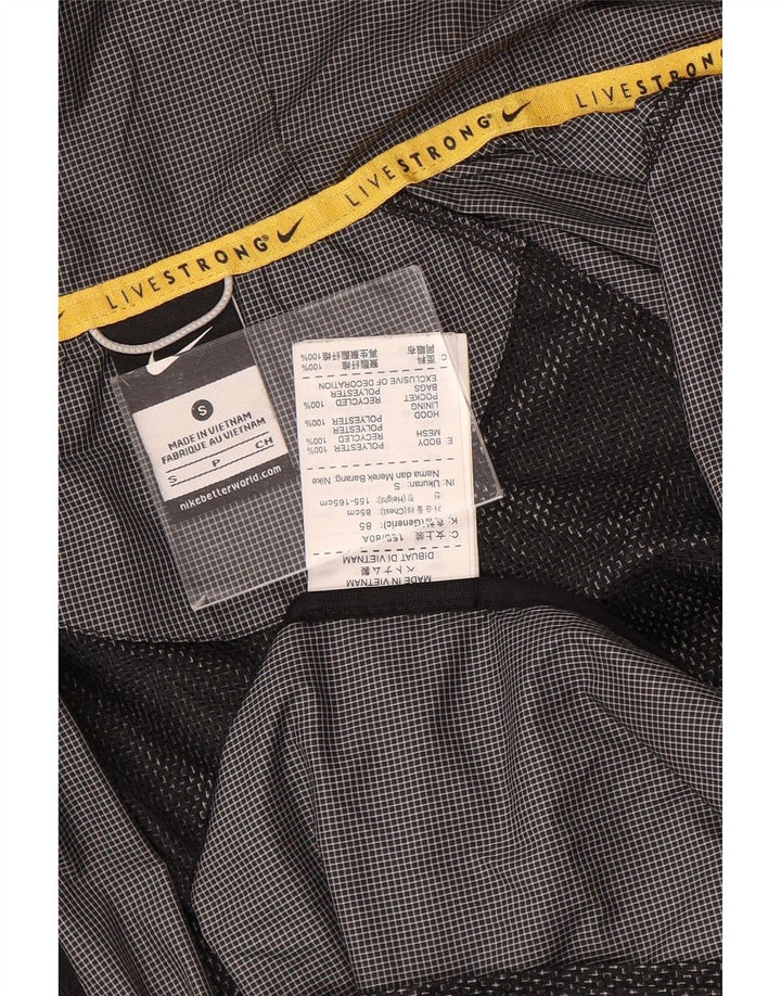 Nike Mens Hooded Rain Jacket UK 36 Small Grey Gingham Polyester