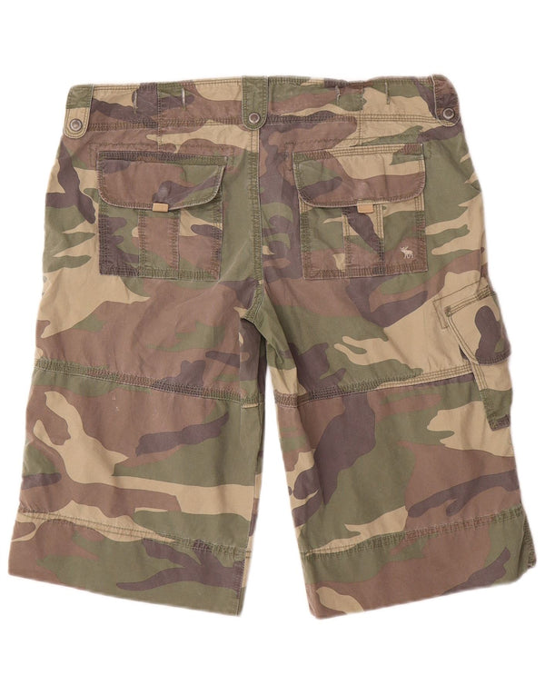 Abercrombie & Fitch Mens Cargo Shorts Medium W34 Khaki Camouflage Cotton