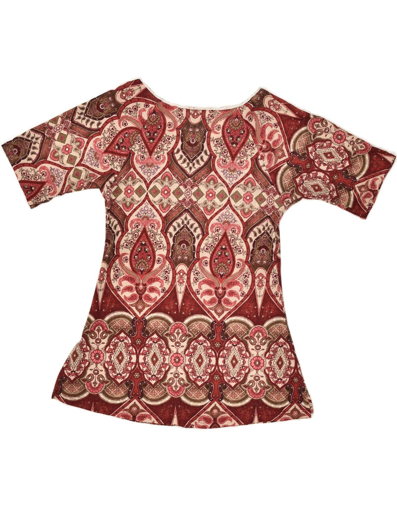 VINTAGE Womens Blouse Top UK 8 Small Burgundy Paisley Polyester | Vintage Vintage | Thrift | Second-Hand Vintage | Used Clothing | Messina Hembry 