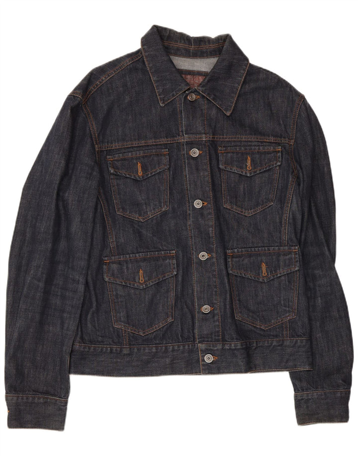 Zara Mens Denim Jacket UK 36 Small Navy Blue Cotton