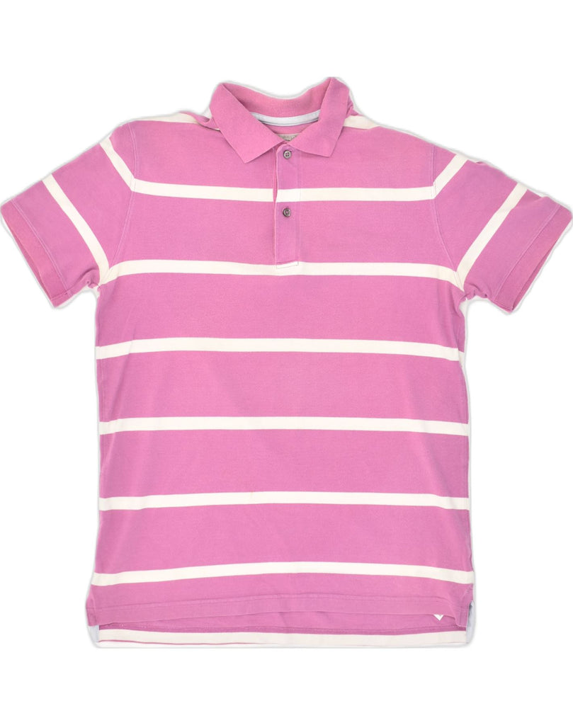 MASSIMO DUTTI Mens Polo Shirt Medium Pink Striped Cotton | Vintage Massimo Dutti | Thrift | Second-Hand Massimo Dutti | Used Clothing | Messina Hembry 