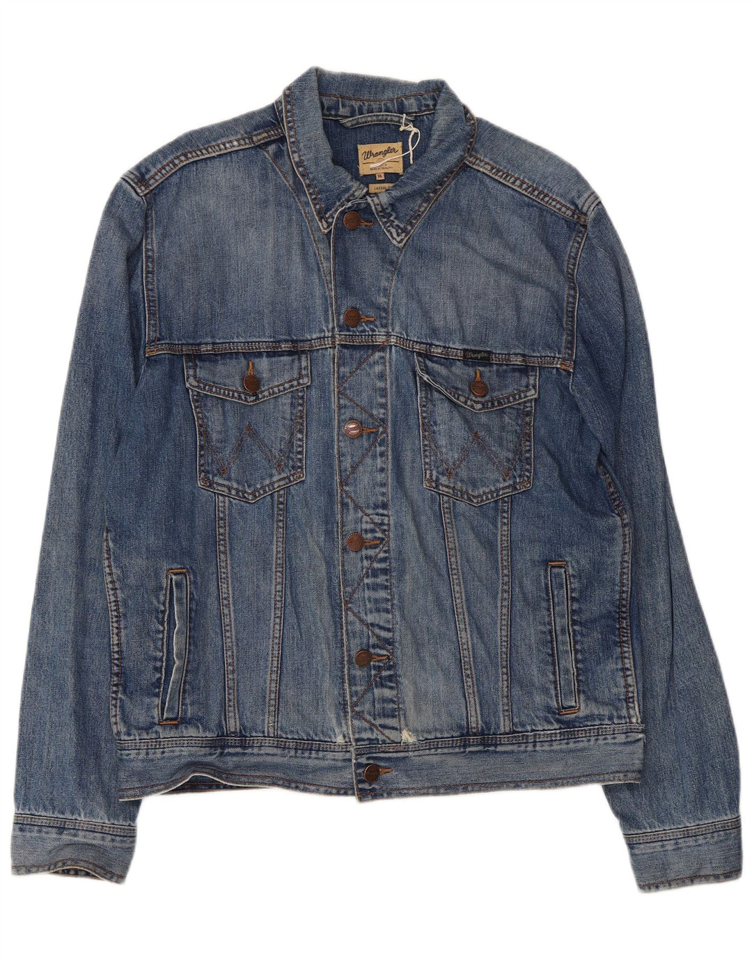 WRANGLER Mens Casual Fit Denim Jacket XL Blue Cotton