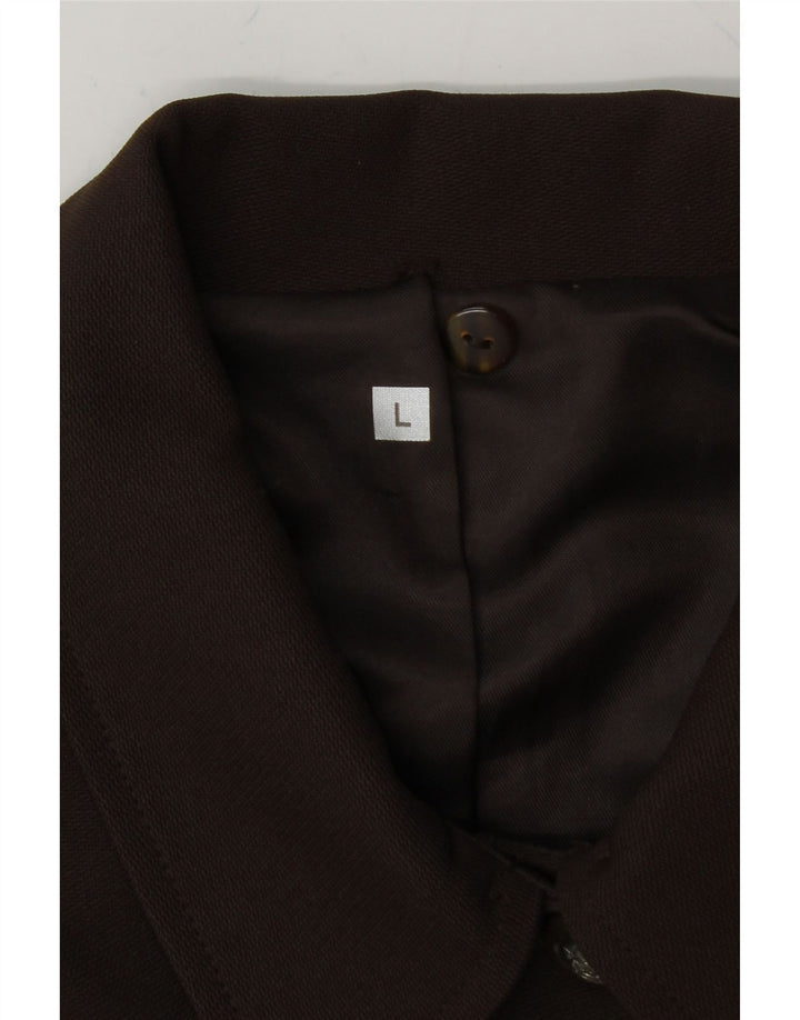 VINTAGE Womens 4 Button Blazer Jacket UK 18 Large Brown Polyester Vintage Vintage and Second-Hand Vintage from Messina Hembry 