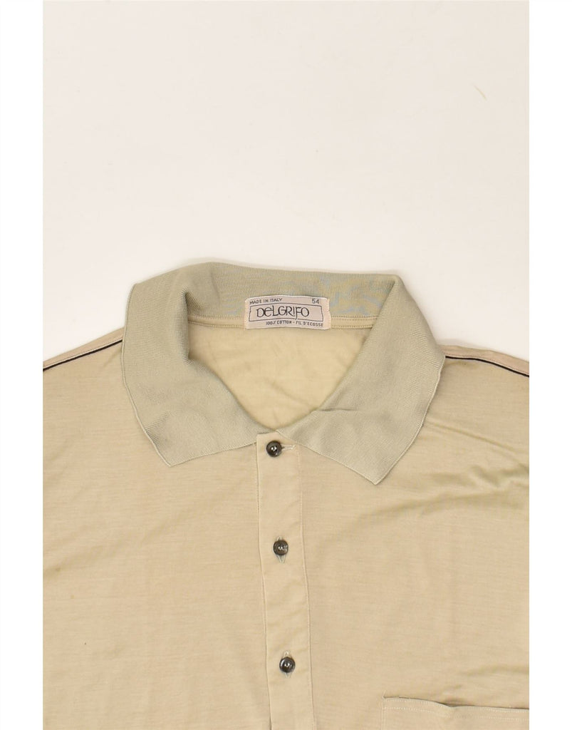 VINTAGE Mens Polo Shirt IT 54 XL Beige Cotton | Vintage Vintage | Thrift | Second-Hand Vintage | Used Clothing | Messina Hembry 