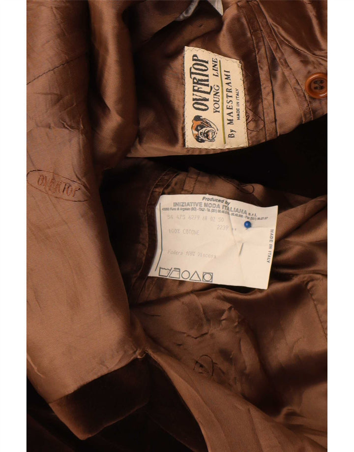 Maestrami Mens 3 Button Velvet Blazer Jacket IT 50 Large Brown Cotton