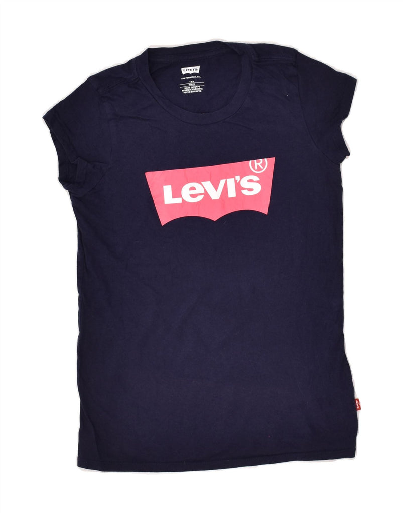 LEVI'S Girls Graphic T-Shirt Top 13-14 Years Navy Blue Cotton | Vintage Levi's | Thrift | Second-Hand Levi's | Used Clothing | Messina Hembry 