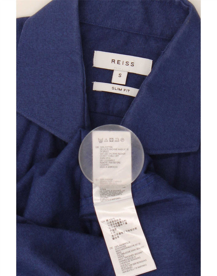 Reiss Mens Slim Fit Shirt Small Navy Blue Cotton