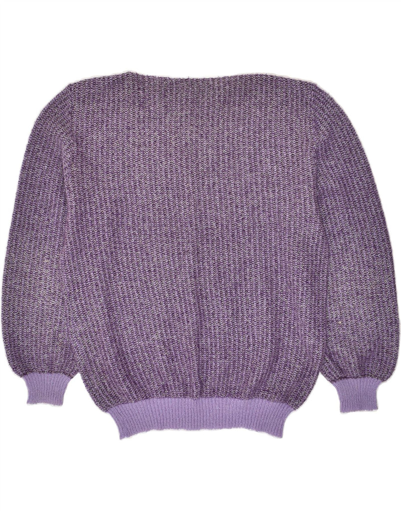 VINTAGE Womens Boat Neck Jumper Sweater UK 14 Medium Purple Flecked Vintage Vintage and Second-Hand Vintage from Messina Hembry 