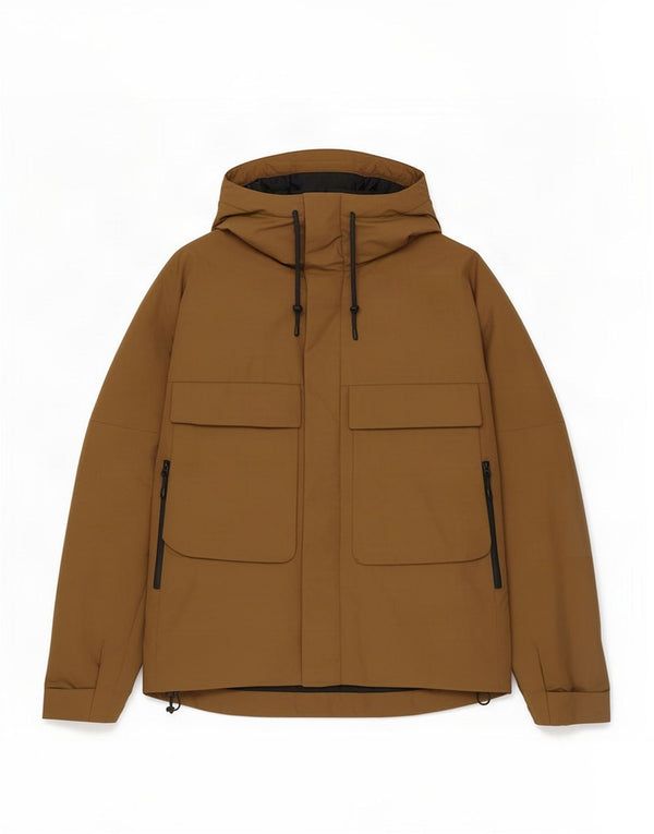 Zara Mens Hooded Windbreaker Jacket UK 36 Small Brown Cotton