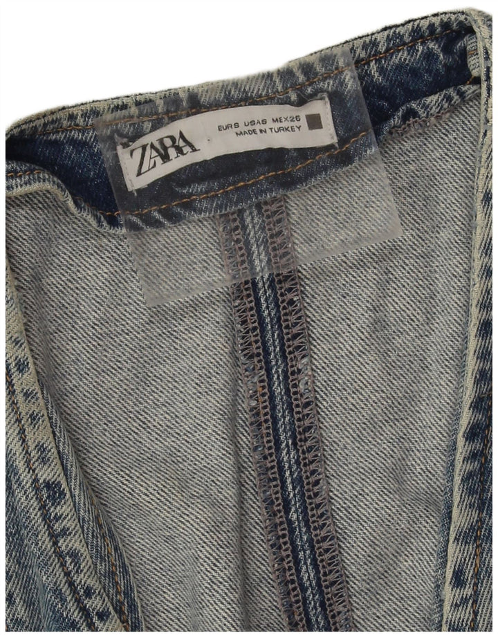 Zara Womens Denim Waistcoat UK 10 Small Blue Cotton