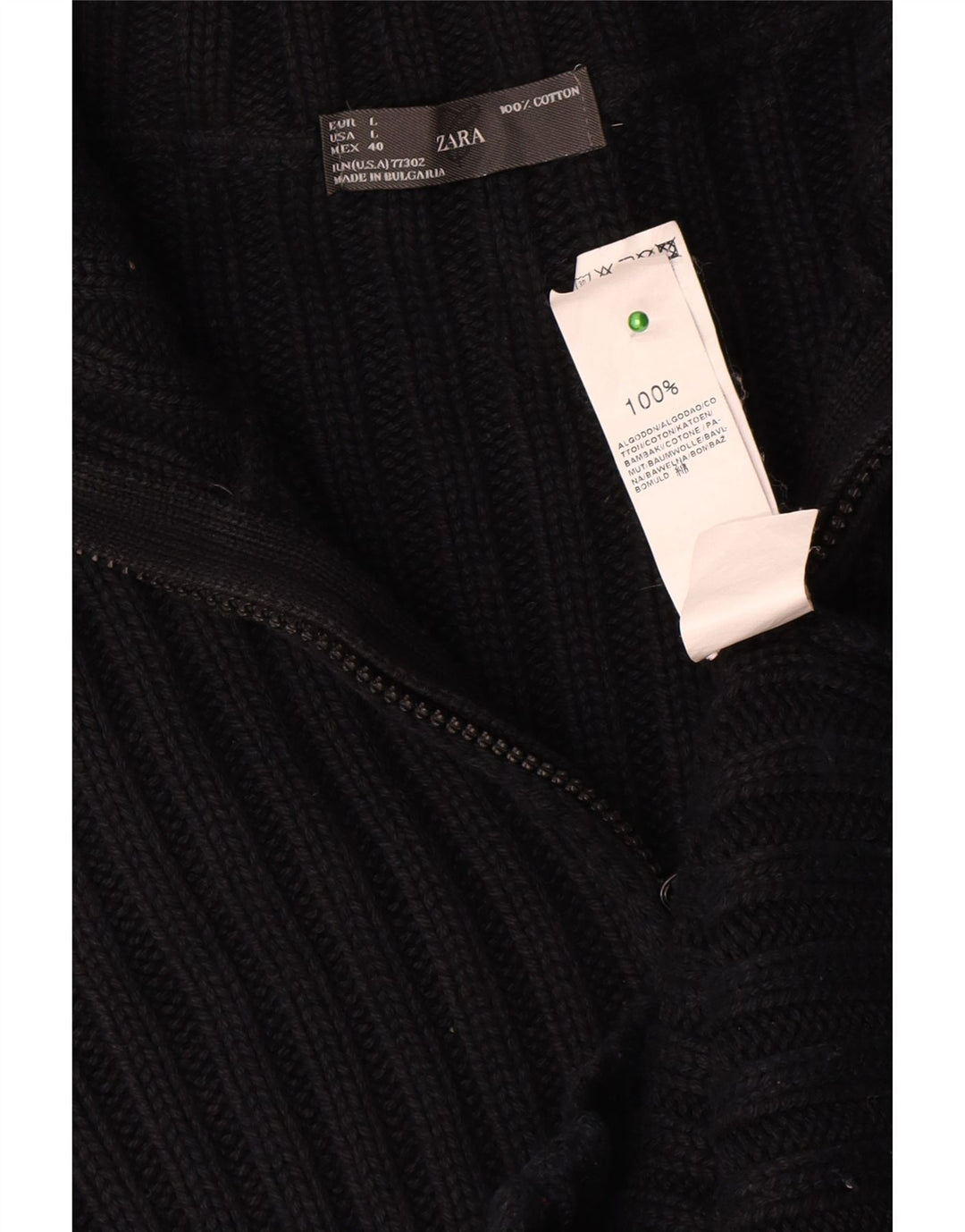 Zara Mens Cardigan Sweater Large Navy Blue Cotton