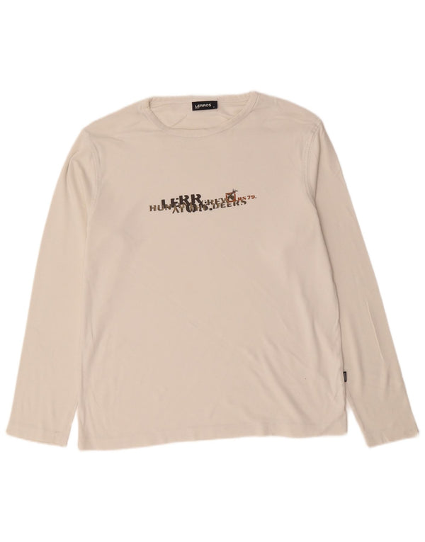 Lerros Mens Graphic Top Long Sleeve XL White Cotton