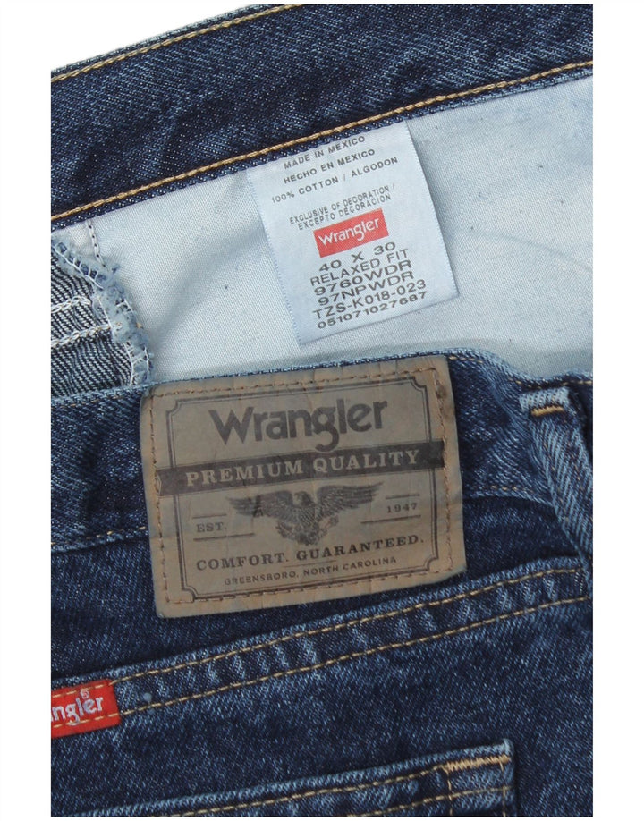 Wrangler Mens Straight Jeans W40 L30 Navy Blue Cotton