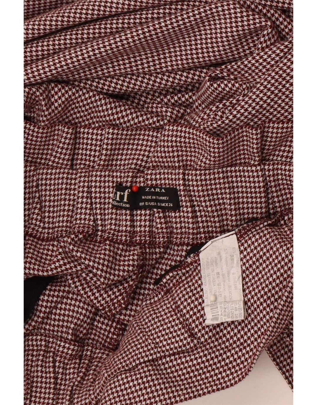 Zara Womens High Waist Capri Trousers Small W26 L23 Brown Check Polyester