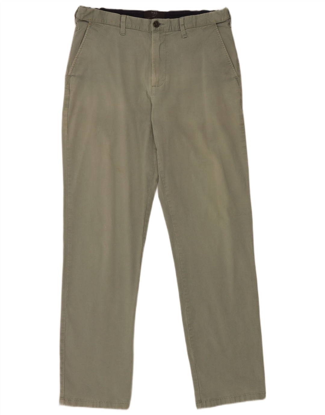 Marks & Spencer Womens Regular Chino Trousers W34 L33 Green Cotton