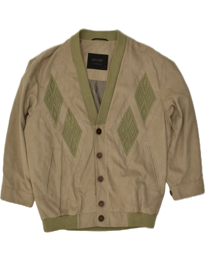 JUPITER Mens Bomber Jacket IT 52 XL Beige Argyle/Diamond Polyester Vintage Jupiter and Second-Hand Jupiter from Messina Hembry 