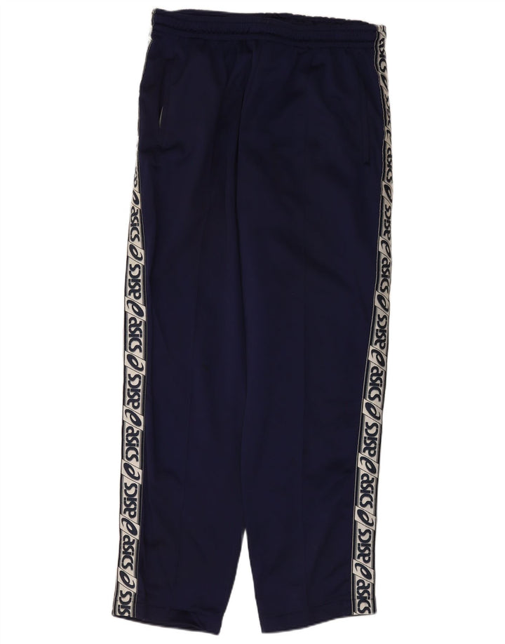 Asics Mens Graphic Tracksuit Trousers Large Navy Blue Colourblock